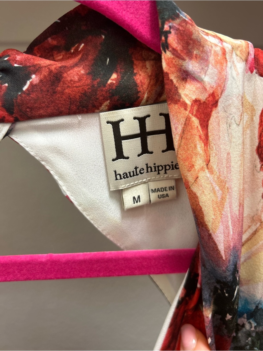 Haute Hippie, 100% silk, ivory/multicolor floral, asymmetric hem dress - Picture 6 of 9